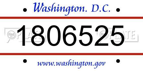 1806525 District Of Columbia License Plate