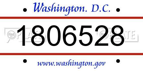 1806528 District Of Columbia License Plate