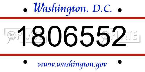 1806552 District Of Columbia License Plate