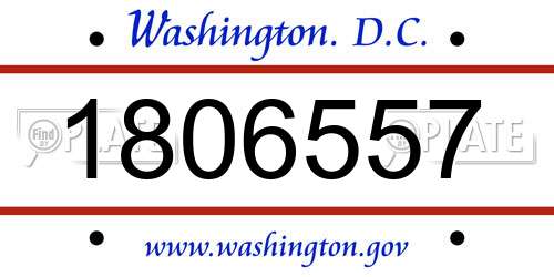 1806557 District Of Columbia License Plate