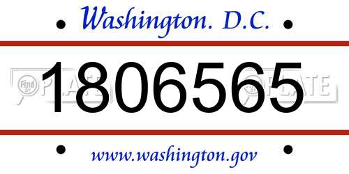 1806565 District Of Columbia License Plate