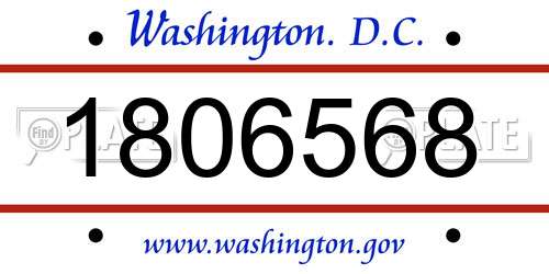 1806568 District Of Columbia License Plate
