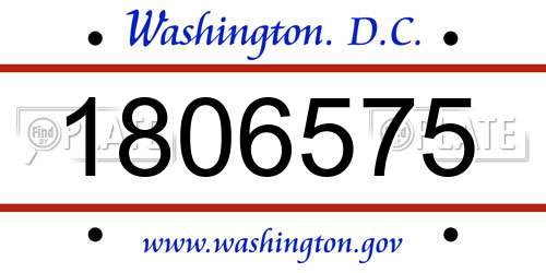 1806575 District Of Columbia License Plate