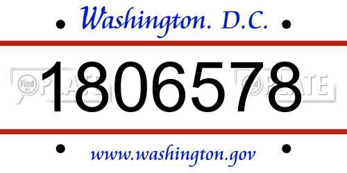 1806578 District Of Columbia License Plate