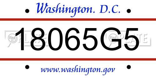18065G5 District Of Columbia License Plate