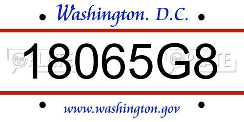 18065G8 District Of Columbia License Plate