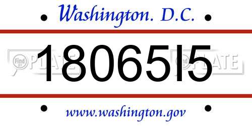 18065I5 District Of Columbia License Plate