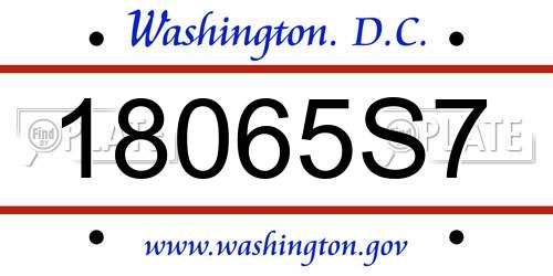 18065S7 District Of Columbia License Plate