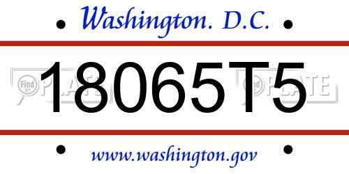 18065T5 District Of Columbia License Plate