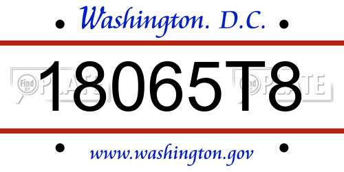 18065T8 District Of Columbia License Plate