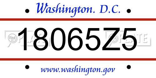 18065Z5 District Of Columbia License Plate