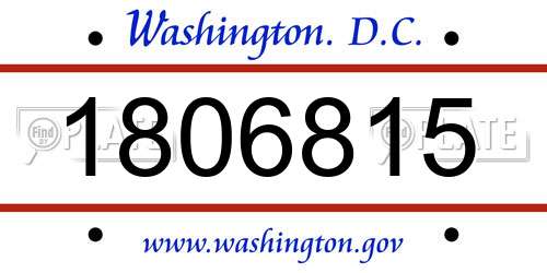 1806815 District Of Columbia License Plate