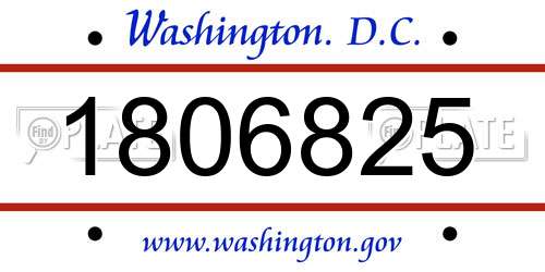 1806825 District Of Columbia License Plate