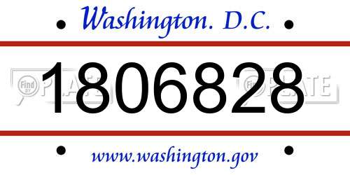 1806828 District Of Columbia License Plate