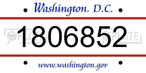 1806852 District Of Columbia License Plate