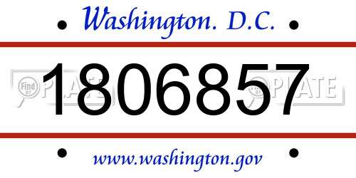 1806857 District Of Columbia License Plate