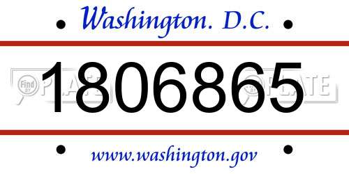 1806865 District Of Columbia License Plate