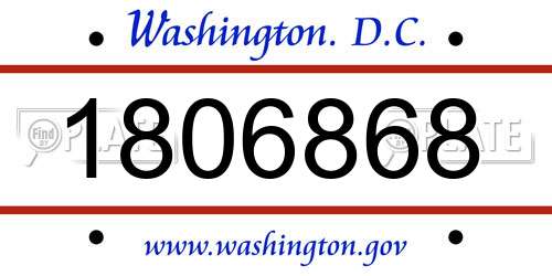 1806868 District Of Columbia License Plate
