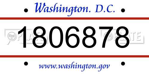1806878 District Of Columbia License Plate