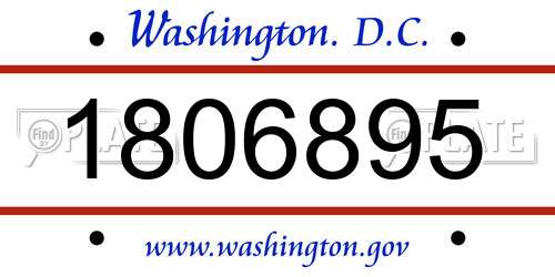 1806895 District Of Columbia License Plate