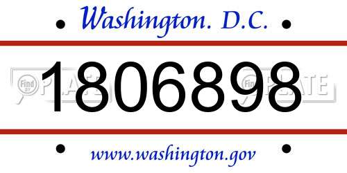 1806898 District Of Columbia License Plate