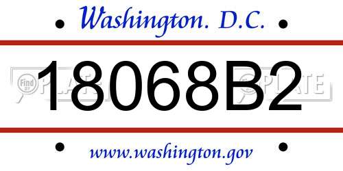 18068B2 District Of Columbia License Plate