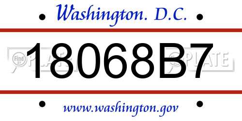 18068B7 District Of Columbia License Plate