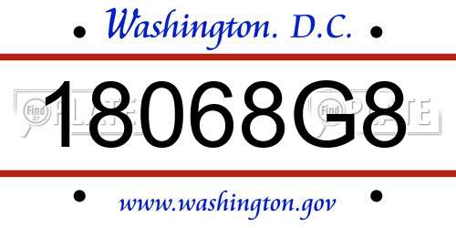 18068G8 District Of Columbia License Plate