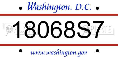 18068S7 District Of Columbia License Plate