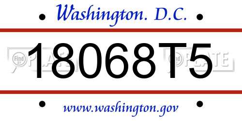 18068T5 District Of Columbia License Plate