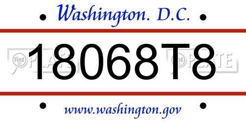 18068T8 District Of Columbia License Plate