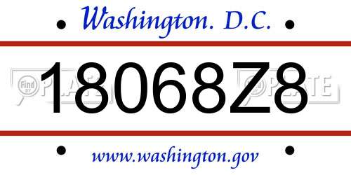 18068Z8 District Of Columbia License Plate