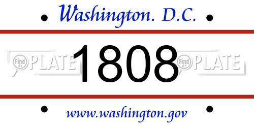 1808 District Of Columbia License Plate