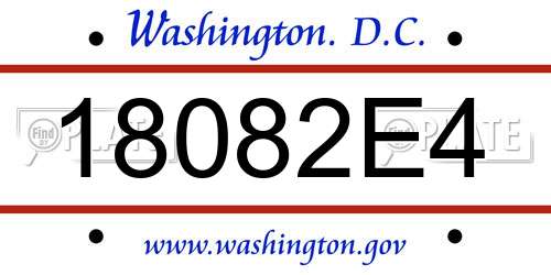 18082E4 District Of Columbia License Plate