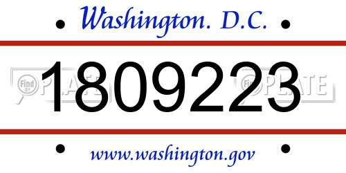1809223 District Of Columbia License Plate