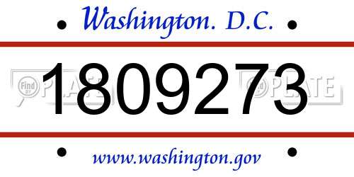 1809273 District Of Columbia License Plate