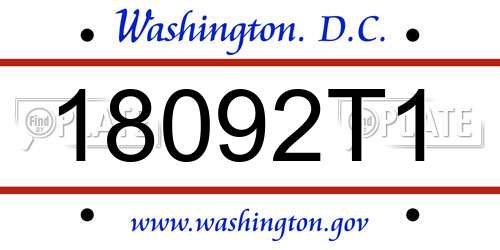 18092T1 District Of Columbia License Plate