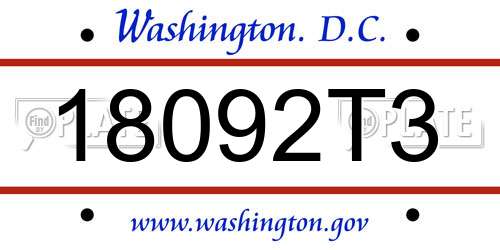 18092T3 District Of Columbia License Plate