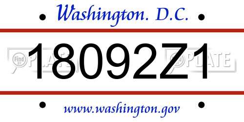 18092Z1 District Of Columbia License Plate