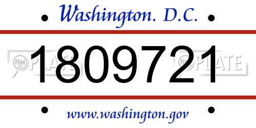 1809721 District Of Columbia License Plate