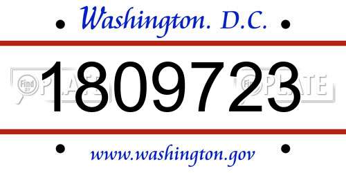 1809723 District Of Columbia License Plate