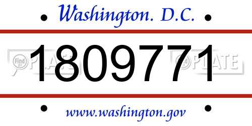 1809771 District Of Columbia License Plate