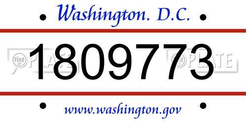 1809773 District Of Columbia License Plate