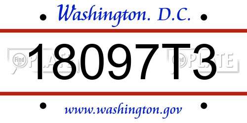 18097T3 District Of Columbia License Plate