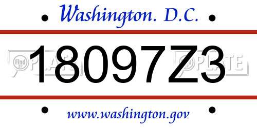18097Z3 District Of Columbia License Plate