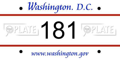 181 District Of Columbia License Plate