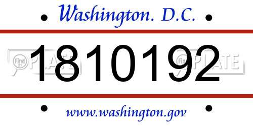 1810192 District Of Columbia License Plate