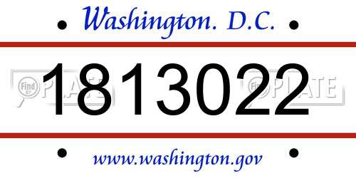1813022 District Of Columbia License Plate
