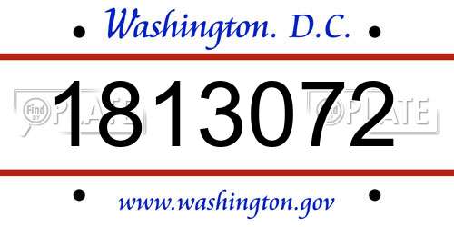 1813072 District Of Columbia License Plate