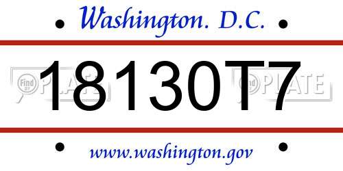 18130T7 District Of Columbia License Plate